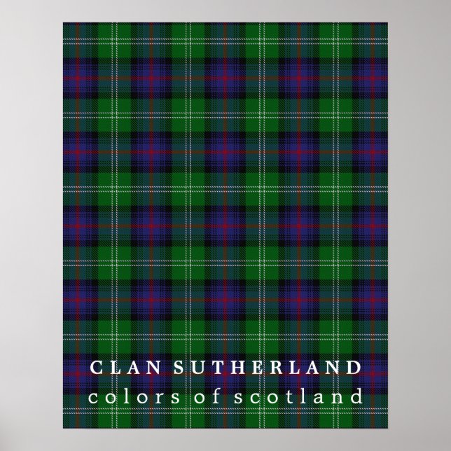Poster Clan Sutherland couleurs écossaise Tartan (Devant)