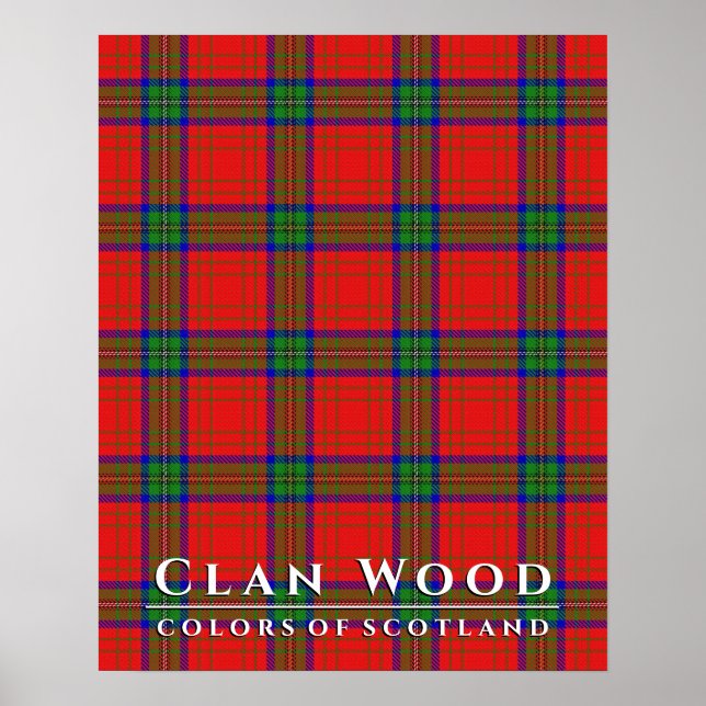 Poster Clan Wood couleurs écossais Red Tartan (Devant)