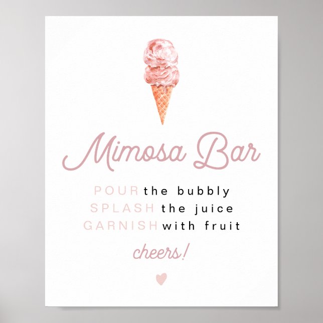 Poster CLARA Retro Glace Mariage Fête Bar Mimosa Po (Devant)