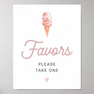 Poster CLARA Rétro Glace Rose Mariage Favors Po