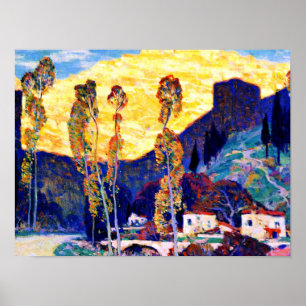 Poster Clarence Gagnon art, Soirée, Sienne