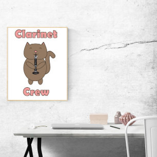 Poster Clarinet Crew Chat Brown amusant