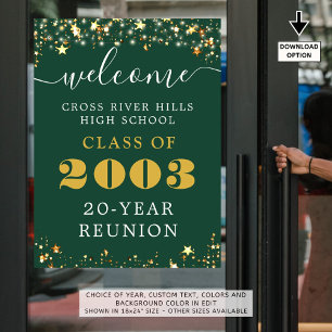 Poster Classe Année de Réunion Bienvenue Sombre Vert Or É