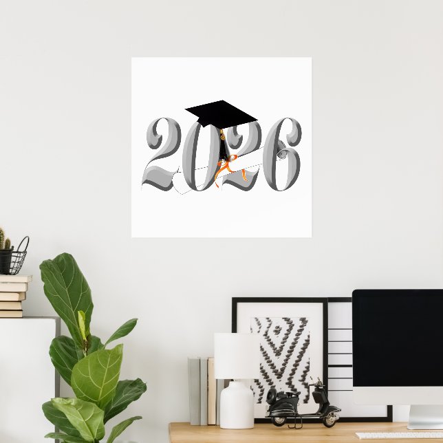 Poster Classe Argent de 2026 Graduation (Bureau à domicile)
