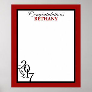 Poster Classe de 20167 Graduation Autograph Keepsaké Red