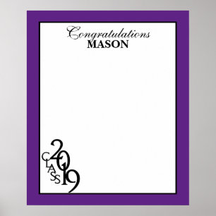Poster Classe de 2019 Graduation Purple Autograph Keepsak