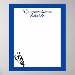 Poster Classe de 2024 Bleu Autographe Gardiens de Graduat