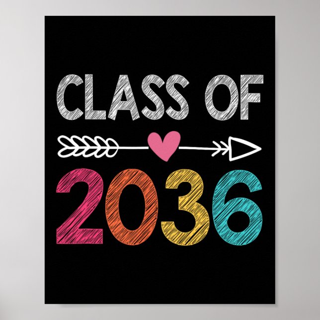 Poster Classe De 2036 Pré-K Diplômé De L'École Préscolair (Devant)