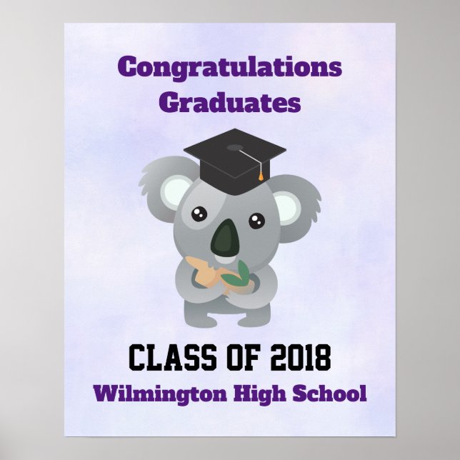 Poster Classe de 20xx Cute Koala Ours dans la casquette d (Devant)