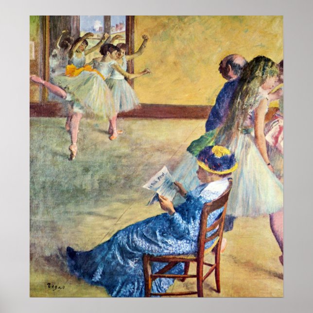 Poster Classe de ballet, salle de danse par Edgar Degas (Devant)