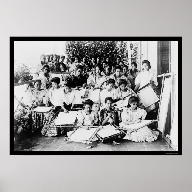 Poster Classe de broderie de Manille 1901 (Devant)
