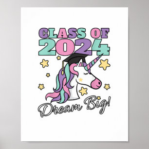Poster Classe de filles de 2024 Magical Unicorn Graduatio