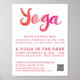 Poster Classe de Yoga rose moderne tendance