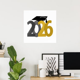 Poster Classe d'or et de gris de 2026 Graduation
