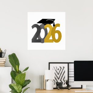 Poster Classe d'or et de gris de 2026 Graduation