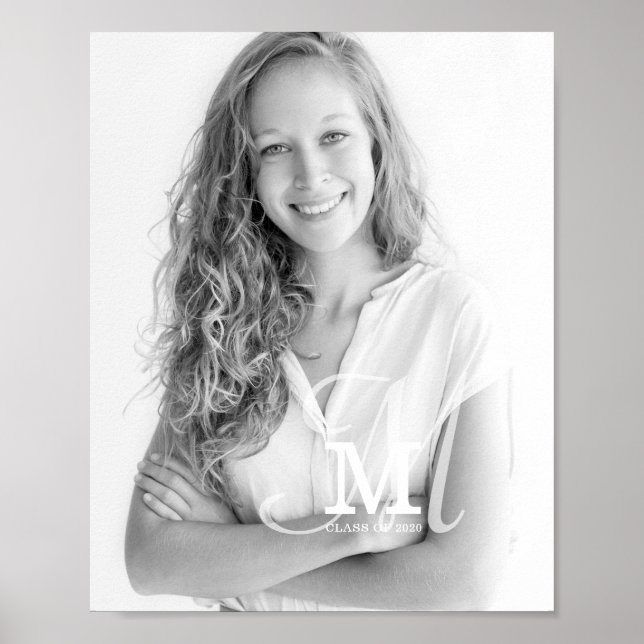 Poster Classe Monogramme Année Diplôme photo personnalisé (Devant)