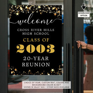 Poster Classe Réunion Année Bienvenue Black Gold Stars