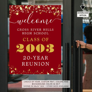 Poster Classe Réunion Année Bienvenue Red Gold Stars