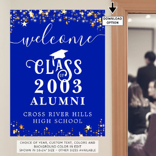 Poster Classe Réunion Bienvenue Royal Blue Gold Stars Per