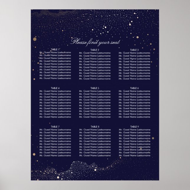 Poster Classement des étoiles de nuit Gold et Navy Mariag (Devant)