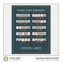 Classement élégant des mains de poker noir et or