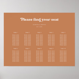 Poster Classement élégant rétro Brown sucre Mariage