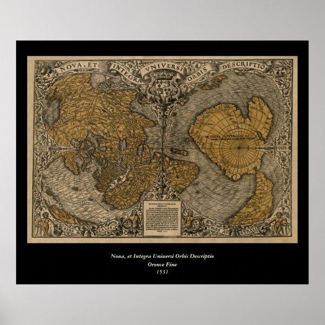 Poster Classic 1531 Carte du monde antique par Oronce Fin (Devant)
