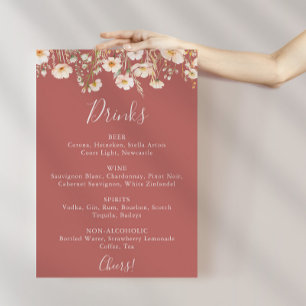 Poster Classic Blush Fleur sauvage Mariage Boissons Menu 