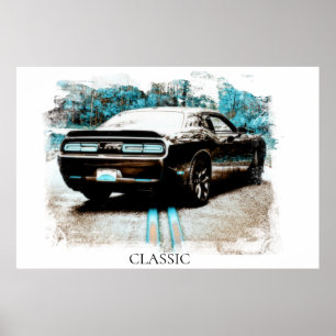 Poster *~* Classic Digital NIR Muscle Antique Car