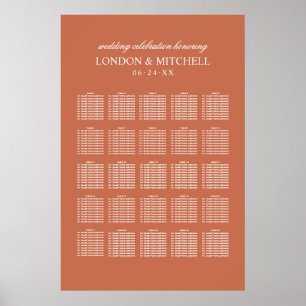 Poster Classic Elegant Terracotta Orange Mariage Monogram