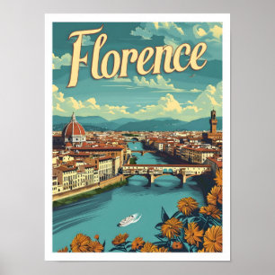 Poster Classic Florence Italie Vintage voyage rétro