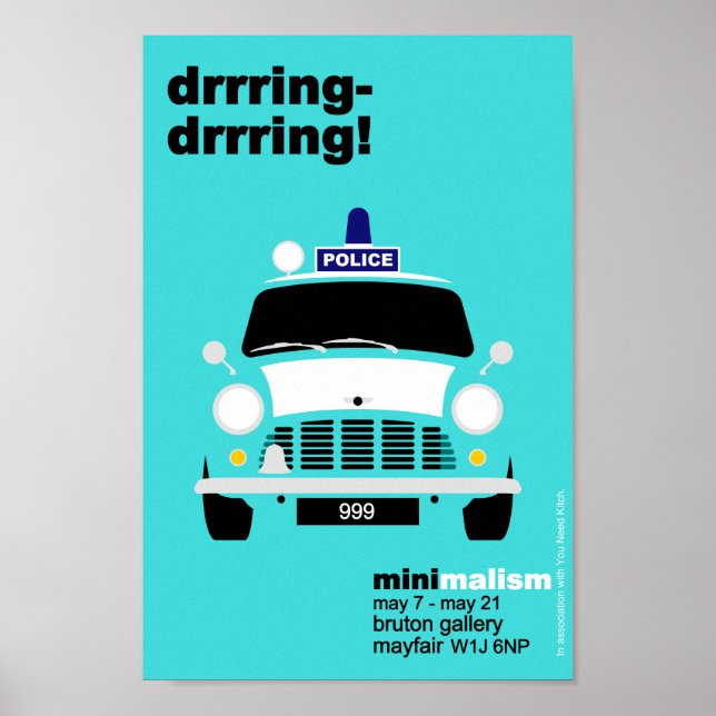 Poster Classic Original Mini Police van minimalist art (Devant)