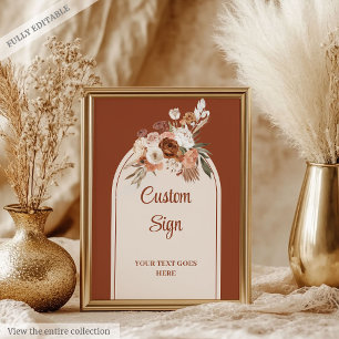 Poster Classic Terracotta Pampas Sage Boho Arch Mariage