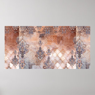 Poster Classic vintage print with patchwork, paisley elem