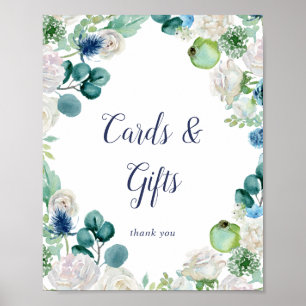 Poster Classic White Flowers Cards and Gifts Sign