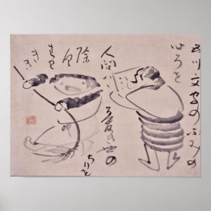 Poster Classics Zen - Gibon Sengai - Kanzan et Jittoku