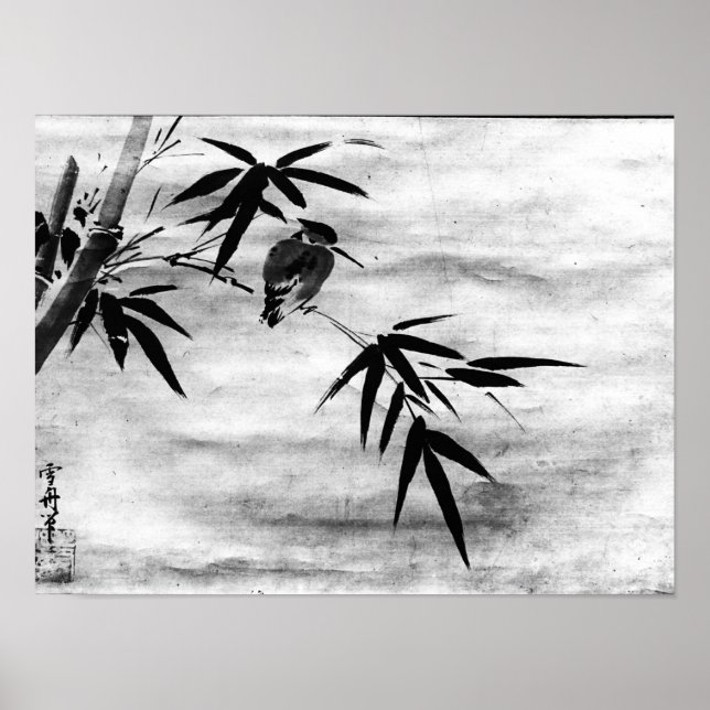 Poster Classics Zen - Sesshu - Oiseau et Bambou (Devant)