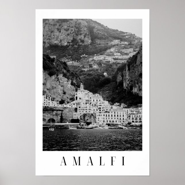 Poster classique Amalfi noir et blanc (Devant)