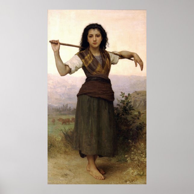 Poster Classique de Bouguereau 1889, Peinture des bergers (Devant)