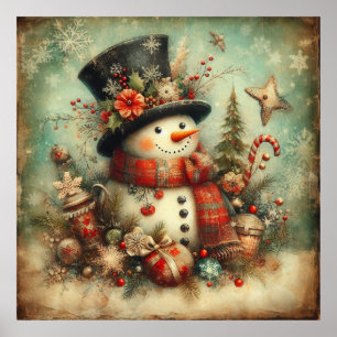 Poster classique de Noël Snowman
