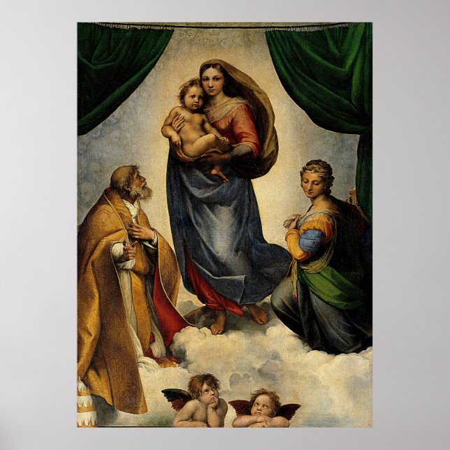 Poster Classique de Raphael "Vierge Sixtine" (vers 1513) (Devant)