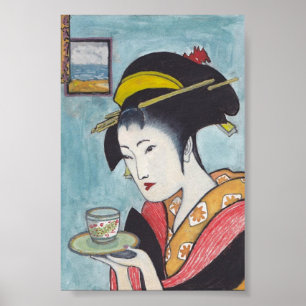 Poster Classique japonais Geisha Lady Art