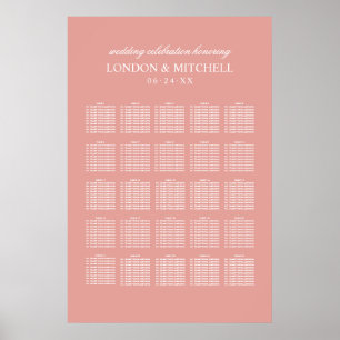 Poster Classique Rose Gold Rose Monogramme Plan de Table
