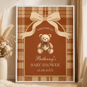 Poster Classique Teddy Bear à carreaux de bienvenue Prépa