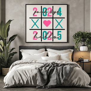 Poster Classique tendance Bonjour 2025 Au revoir 2024 Nou