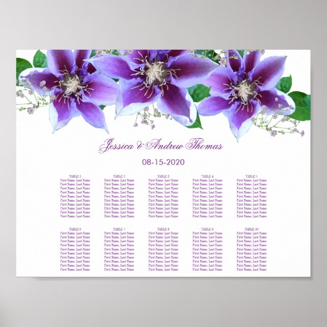 Poster Classy Chic Clematis Mariage Sein Chart (Devant)