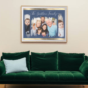Poster Classy Modern Navy Blue Gold Ajouter votre famille