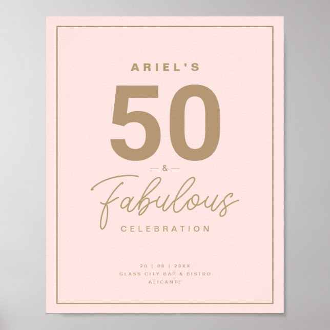 Poster Classy Rose & Or 50 & Fabuleux fête d'anniversaire (Devant)