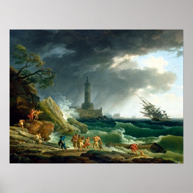 Poster Claude-Joseph Vernet Une tempête sur une Méditerra (Devant)
