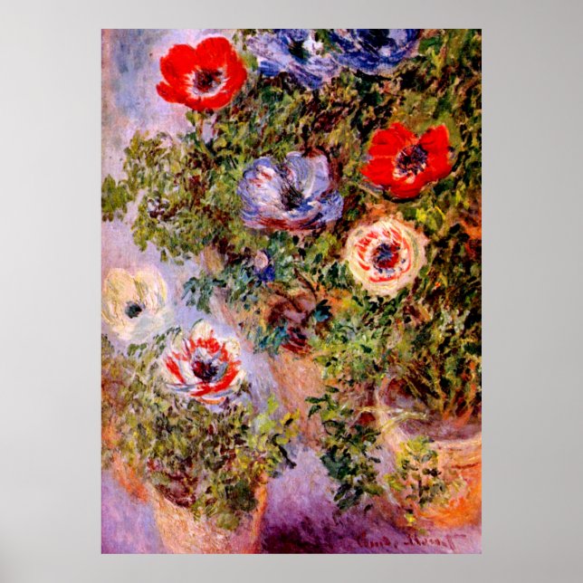 Poster Claude Monet : Anémones (Devant)